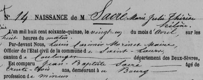 Saint-Laurs, naissance, 19e siècle